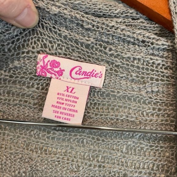 Candie's Gray Waterfall Sides Open Front Cardigan - Picture 3 of 4